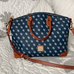 Dooney & Bourke Gretta signature navy satchel crossbody